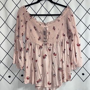 Off the shoulder floral shirt